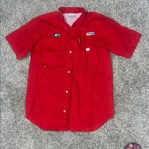Columbia Men's Vibrant Red Casual Button Down Shirt